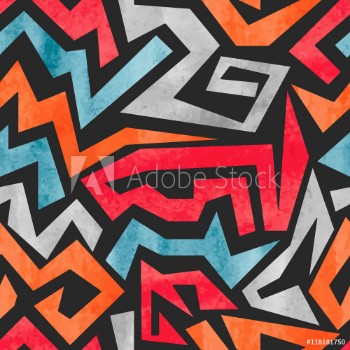 Picture of Watercolor graffiti seamless pattern Vector colorful geometric abstract background 